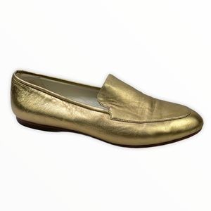 Joan Helpern metallic gold leather loafers 7